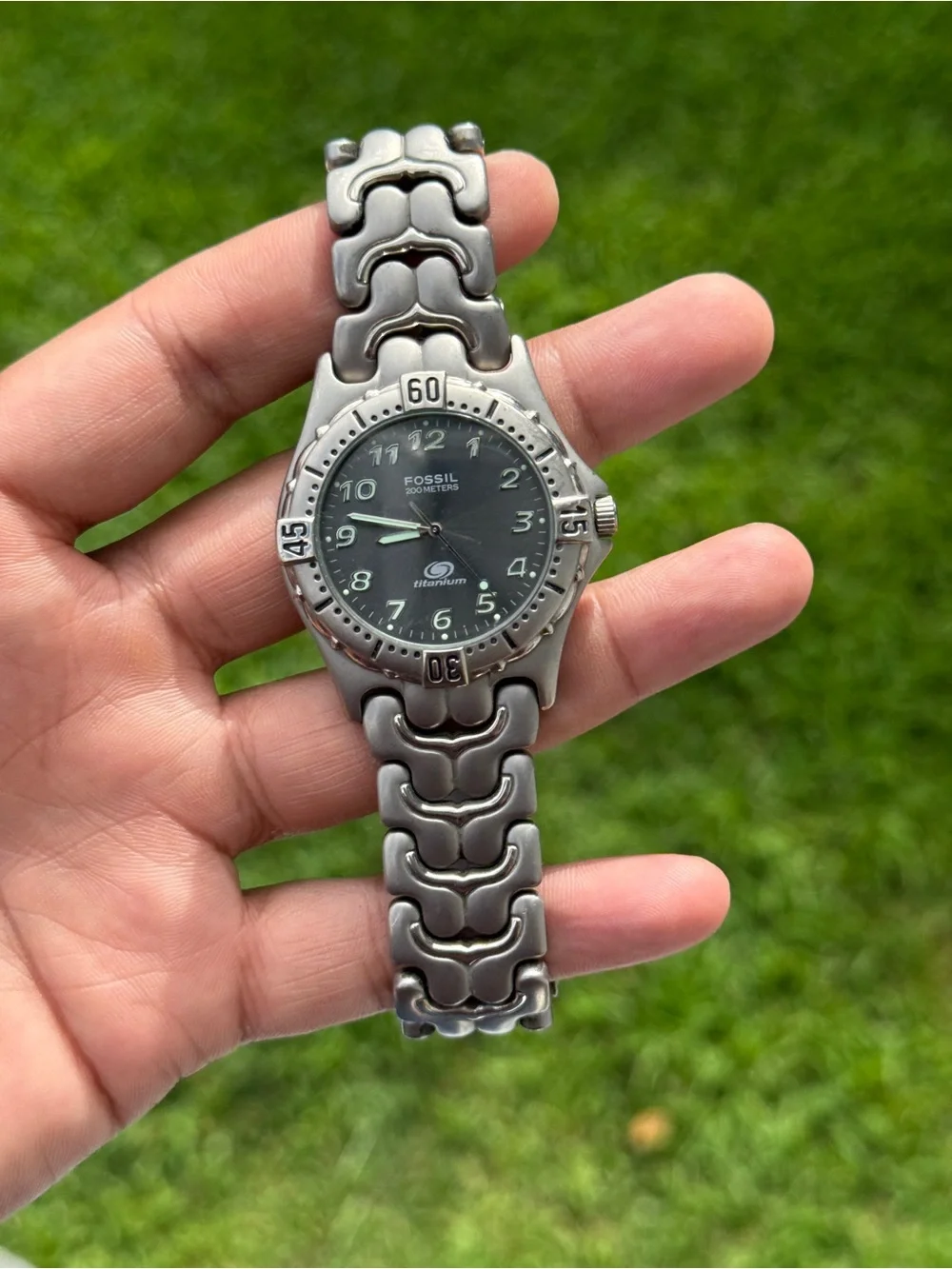 Fossil vintage Silver Titanium Watch with Gray Dial